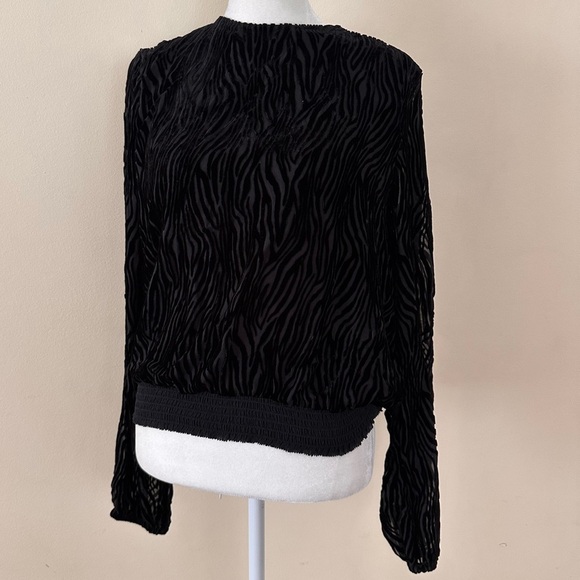 CAMI NYC BLACK BURNOUT VELVET ZEBRA TOP - Picture 6 of 10
